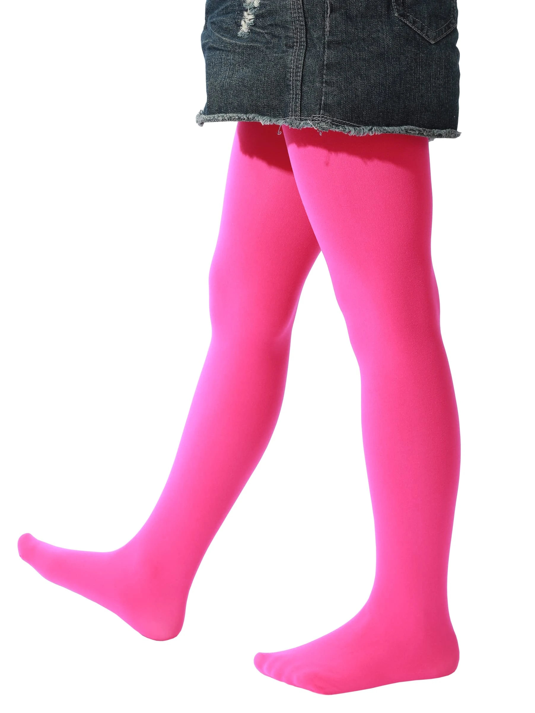 EVERSWE Girls Tights, Semi Opaque Footed Tights, Microfiber Dance Tights 40Den (2-4 Years, Fuchsia)