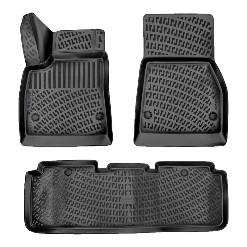 RizLiner Tesla Model S 2015-2019 Floor Mats 3D Custom Fit Compatible with Tesla Model S Car Mat Laser Measured 1st & 2nd Row Floor Liners All Weather Odorless Non-Slip TPE (Front & Rear,Black)