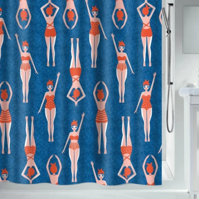 Spirella Polyester Bath Curtain 240 x 180 cm Blue