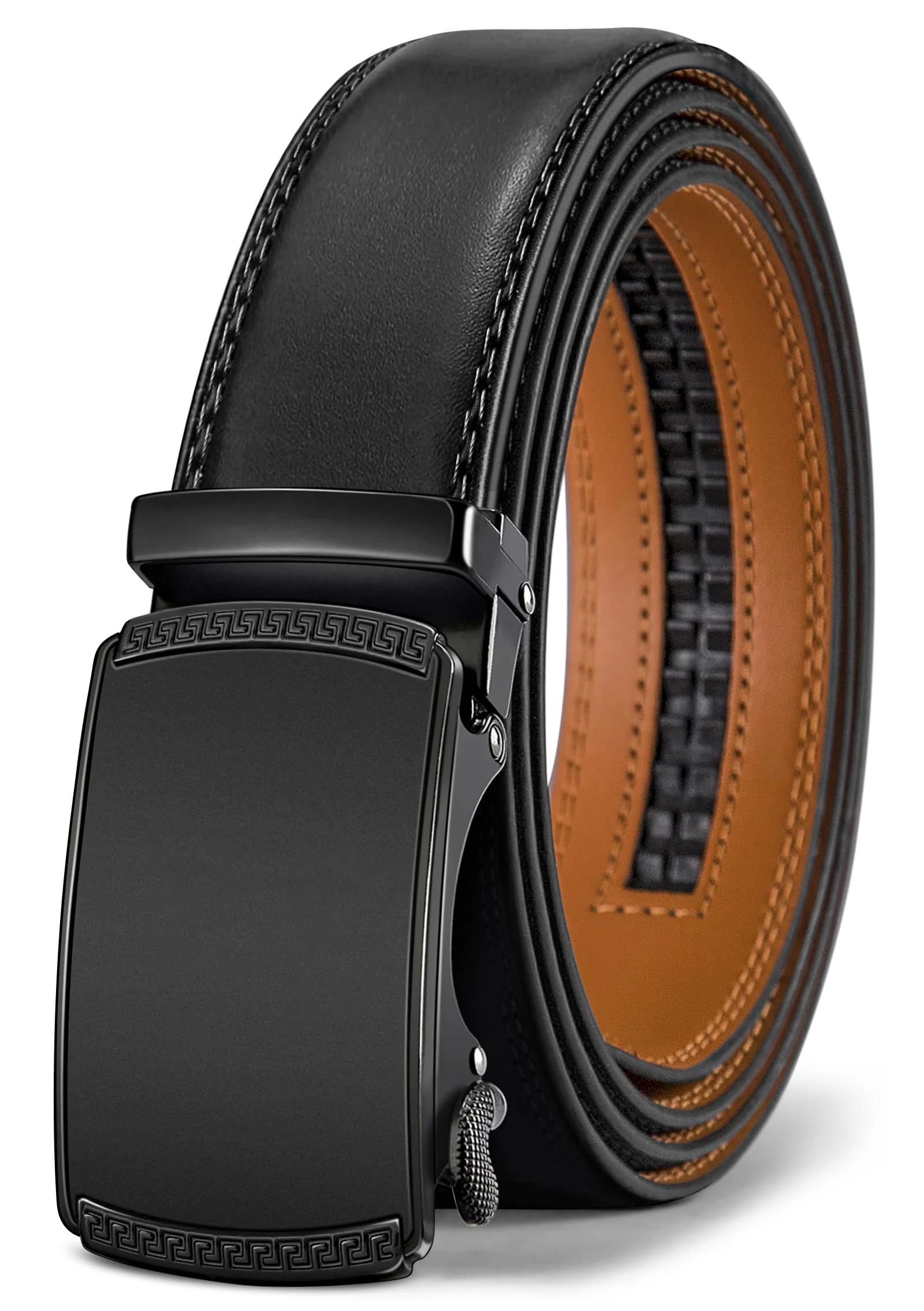 BULLIANT Men's Belt, Leather Ratchet Belt for Men Dress 1 3/8,Trim to Fit,Black2540,28"-34" Waist Adjustable