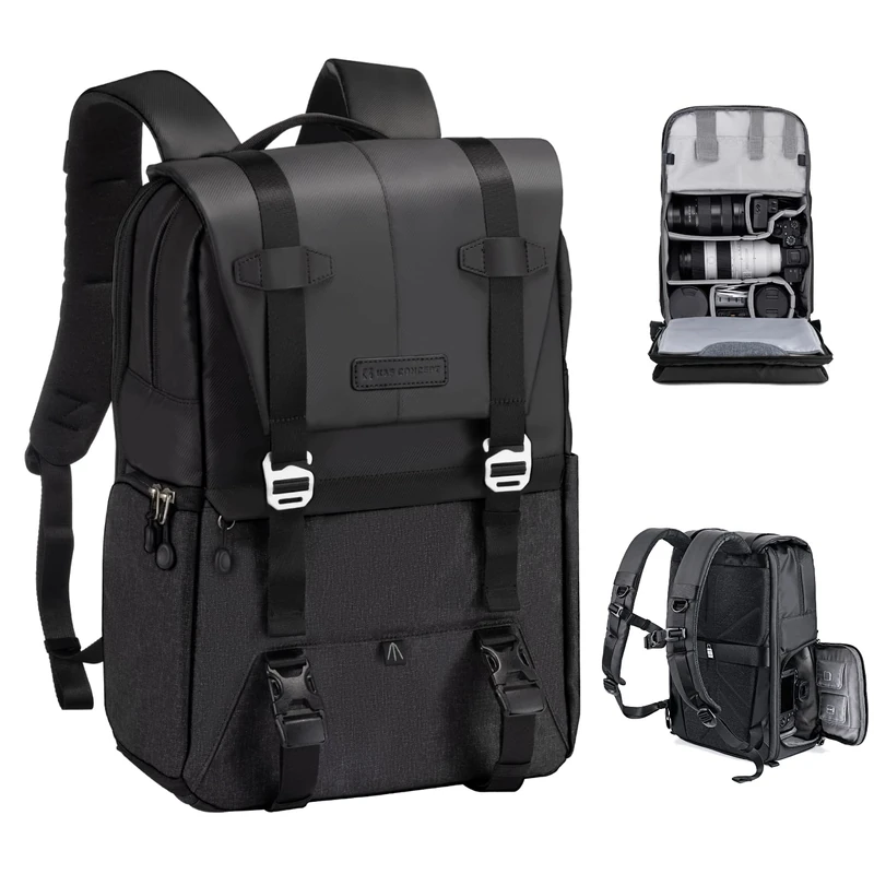 K&F CONCEPT 20L Camera Backpack for Photographers Large Capacity Camera Bags with Raincover, 15.6 Inch Laptop Compartment for Camera Drone Bags