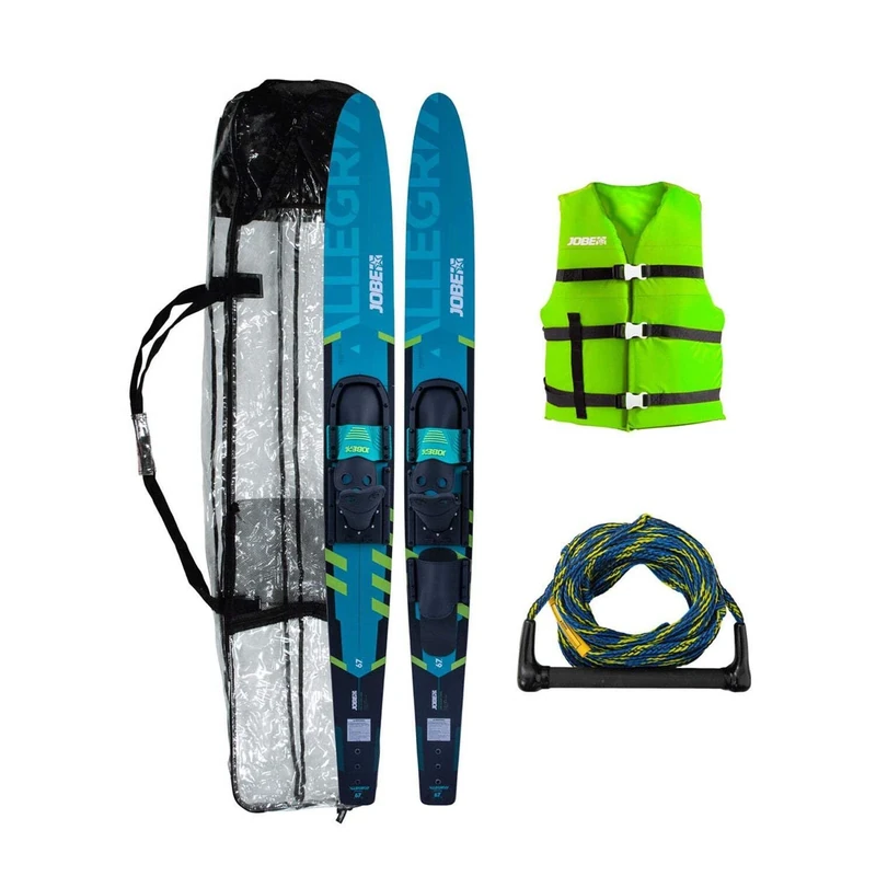 Jobe Teal Blue 59INCH Water Skis Complete Package Allegre 2022 Teal Adult Unisex