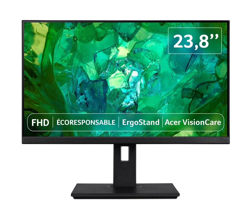 Acer Vero BR247Y - 24 Inch Full HD IPS 75Hz PC Monitor (1920x1080, 16:9, DisplayPort, 4ms, 250 Nits, ComfyView, BlueLight Shield, Flickerless, VGA/1xHDMI), PC Monitor, Black