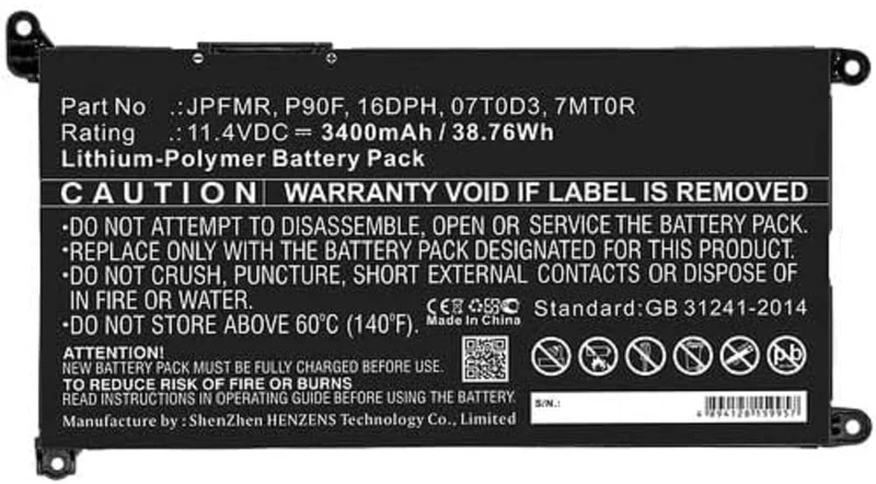 DLH - MOBILE ACCESSORIES 11.4V 3400mAh 39WH LI-POL Battery – Dell YRDD6 / 0YRDD6 /