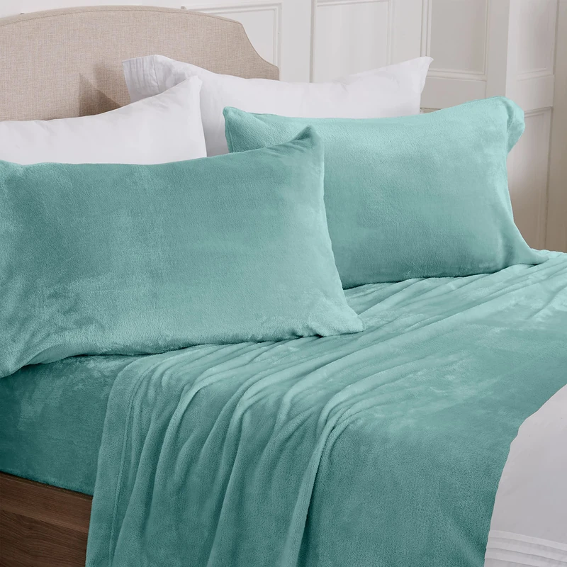 NY Loft Ultra Soft Micro Fleece Sheets Set with Extra Deep Pockets | Super Plush Polar Fleece | Velvet Plush Cozy Warmth | Tribeca Collection (King, Aquifer)