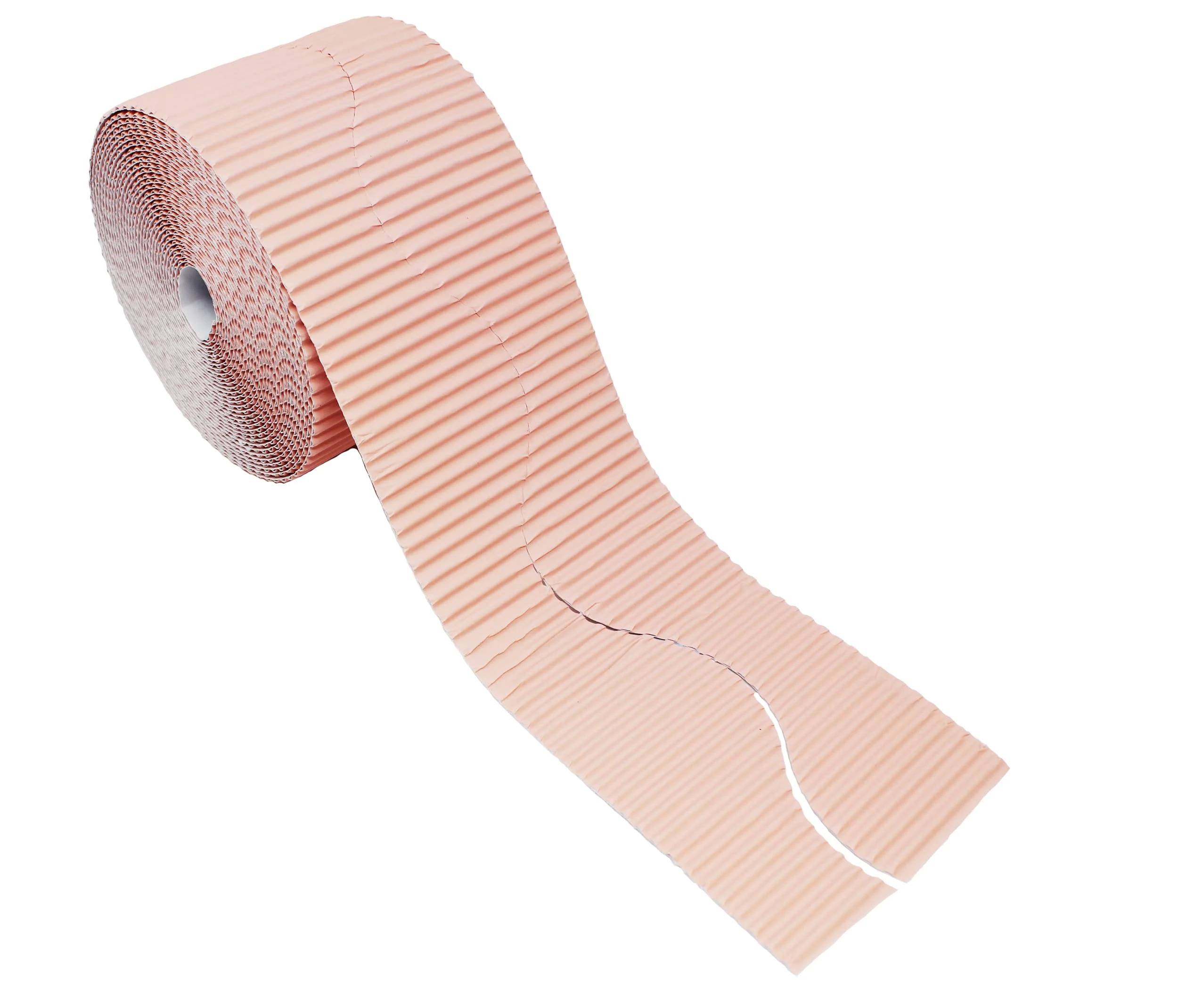 Bright Ideas Corrugated Border Roll for School Displays, Pale Pink, 57mm x 7.5m (15m When Split), BI8204