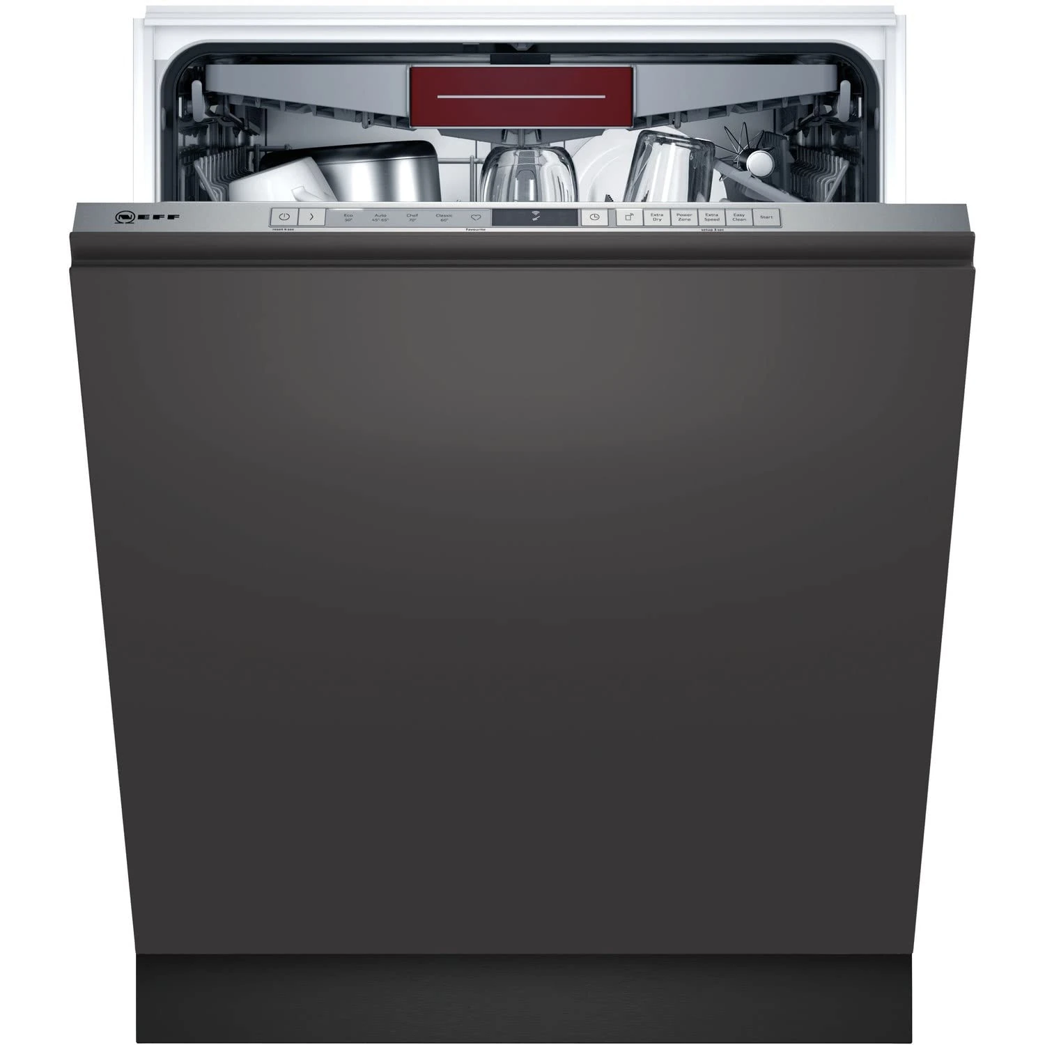NEFF S153HCX02G N30 Fully Integrated Dishwasher, 14 place settings, HomeConnect Flex Baskets, Flex Cutlery Drawer, InfoLight, 48dB, Favourite Setting,