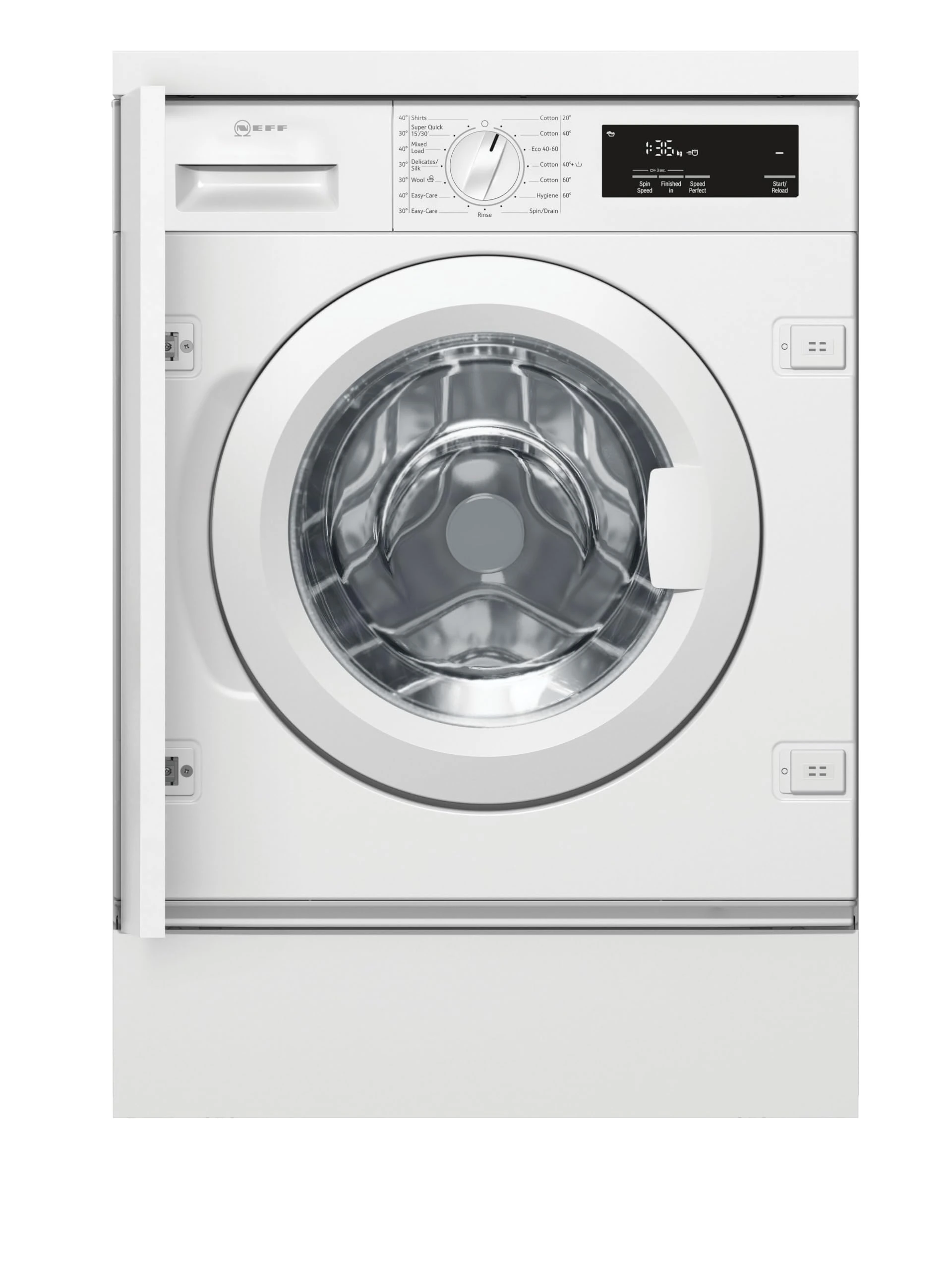 NEFF W543BX2GB Washing Machine with 8kg Capacity, 1400rpm Spin Speed, SpeedPerfect Function, Quick 15 Wash Cycle, White, Integrated