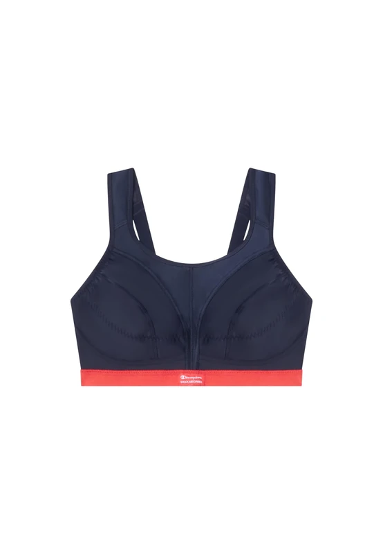 Champion Active D+ Shock Absorber Sports Bra, Maximum Support, Breathable, Quick-Dry, Fully Adjustable, Padded Straps for Superior Comfort, Back Fastening Dark Blue/Red
