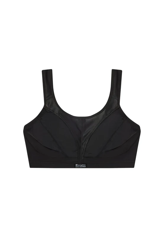 Champion Active D+ Shock Absorber Sports Bra, Maximum Support, Breathable, Quick-Dry, Fully Adjustable, Padded Straps for Superior Comfort, Back Fastening Black