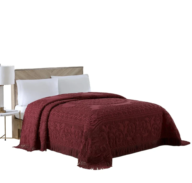 Beatrice Home Fashions Bedspread, Chenille, Burgundy, Full