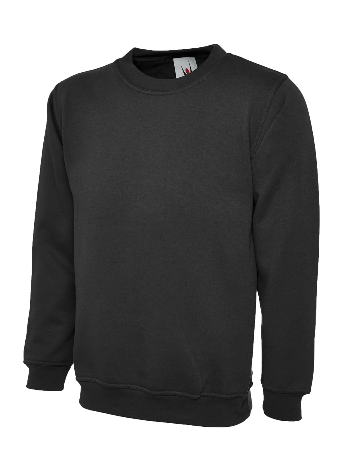 Mad Ink Plain Classic Crewneck Sweatshirt Jumper Top (L, Black)