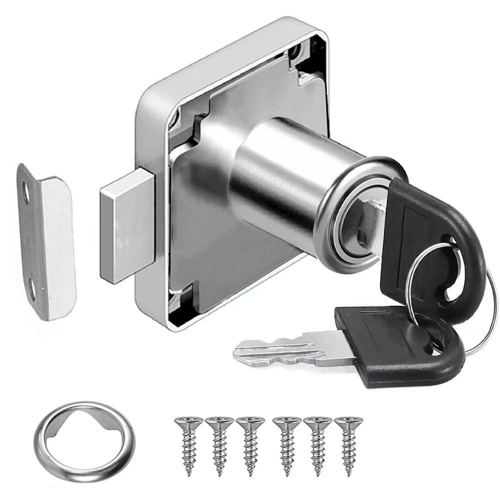 Litensh Cam Lock - 22mm Security Cabinet Lock with Key for Cupboard, Furniture, Cabinet, Mailbox, Drawer, Household, Office
