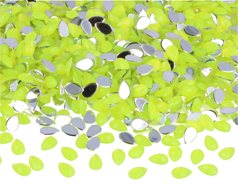 INNSPIRO Decorative Acrylic gems Drop Yellow fluor 5x8 mm. 5000u.Approx.