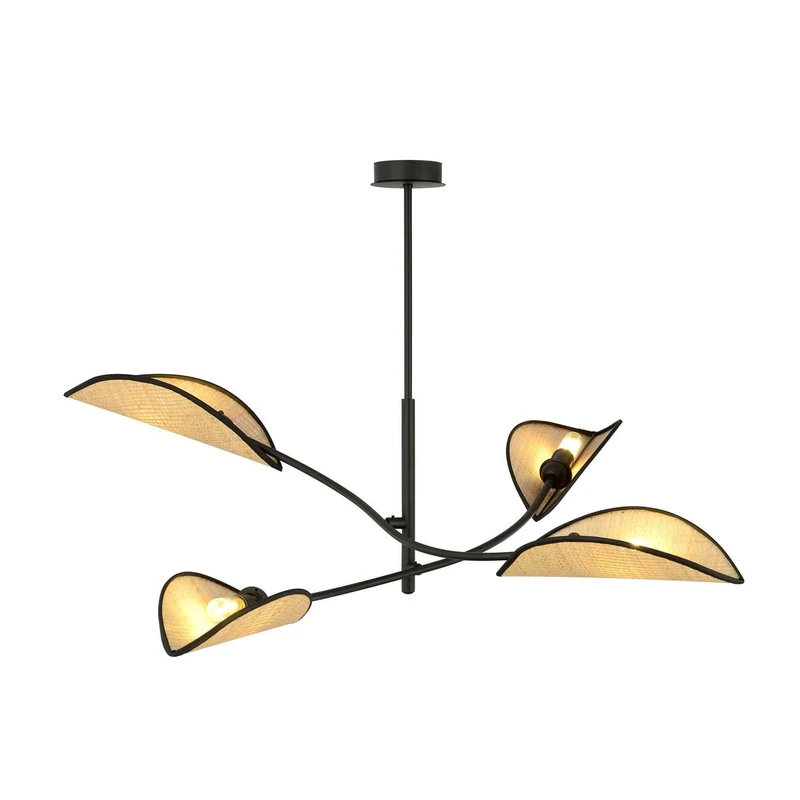 Emibig Lotus 4 Black/Rattan Powder Coated Metal Shade - Width 102 cm - Height 51 cm