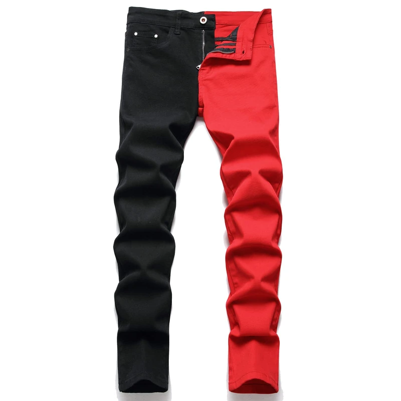 AITITIA Men's Ripped Regular Fit Jeans, 7272 Black Red, 40 - Image 1
