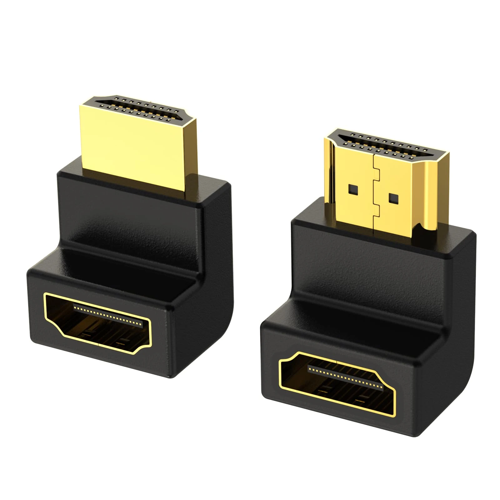 VCELINK 8K HDMI 2.1 Right Angle HDMI Adapter 90 and 270 Degree Combo, Angled HDMI Connector Male to Female Support 8K@60Hz, 4K@120Hz, 3D, HDR, Dolby for Wall Mounted TV/PS5, 2 PCS (1 Pair)