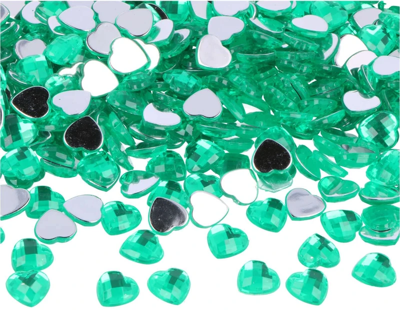 INNSPIRO Green Heart Acrylic Decorative Gems - 10x10mm 1000pc