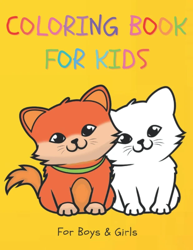 Lovely Animal Coloring Book For Kids Boys and Girls: 108 Smiley Cute Animals Easy to Color Sketch Pages using colored pencil kit, ( cats, sloth, dogs, ... more ), For Little Boys and Girls Ages 4-8