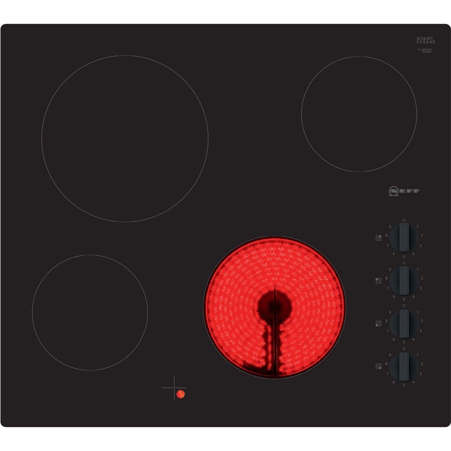 Neff N30 TL16EK0N1 Electric hob with sword dials, 60 cm, Black, Built in