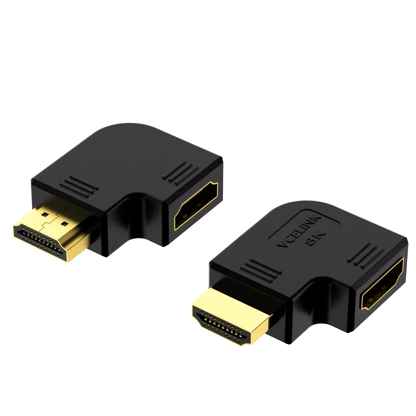VCELINK 8K HDMI 90 and 270 Degree Angled Adapters Combo, HDMI 2.1 Right Angle Flat Extender Male to Female Gold Plated Support 8K@60Hz 4K@120Hz Compatible with Wall Mount TV/Laptop/Roku Stick/PS5