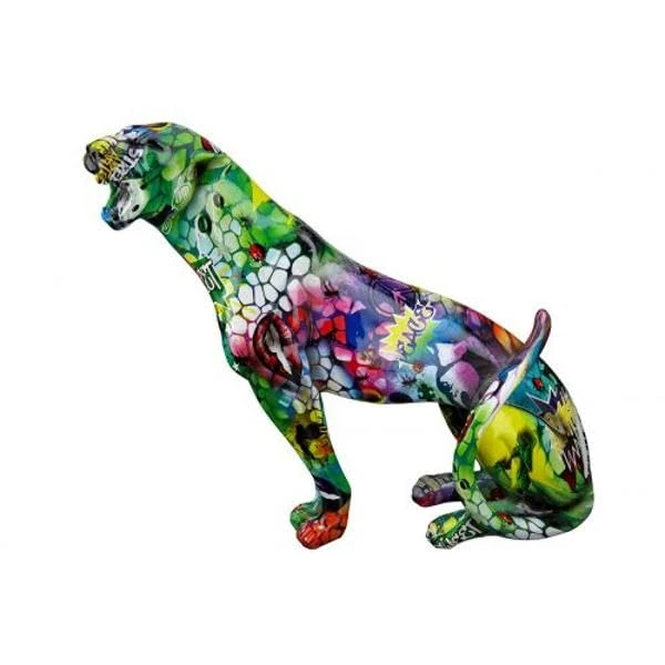 Casablanca Decorative Animal Figure Cheetah Wild Cat - Made of Resin in Street Art Design - Decorative Living Room - Colour: Multicoloured, Height 28 cm