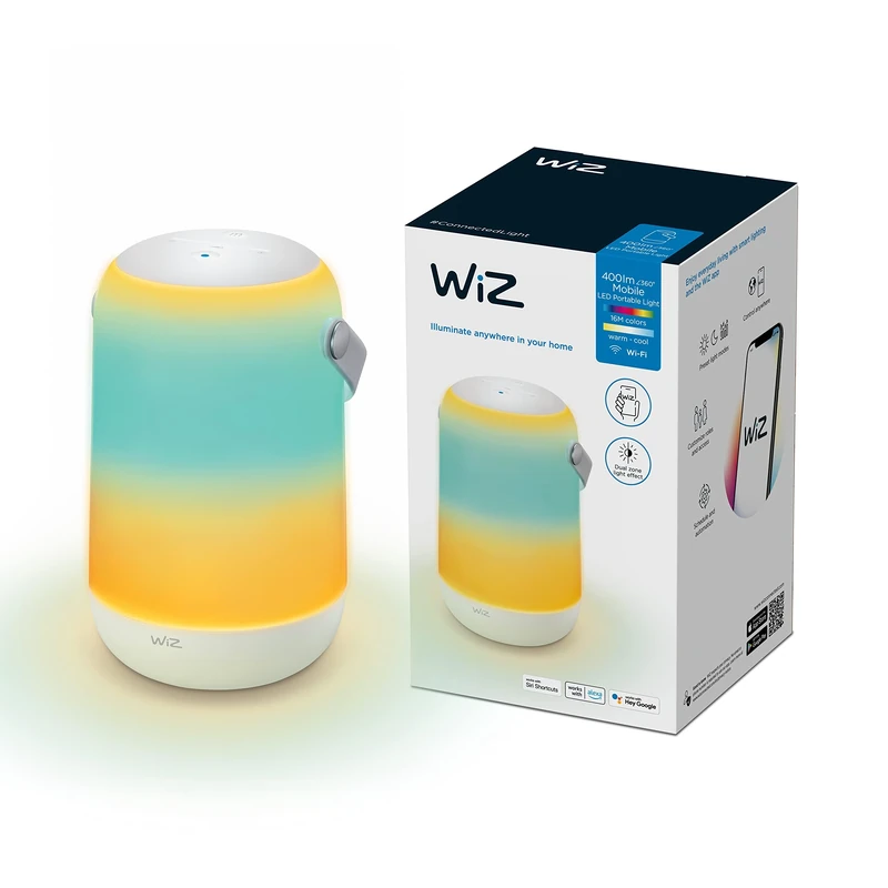 WiZ Tunable White & Colour Mobile Table Lamp, Portable LED with 16M Colours & Warm to Cool White Dimmable Light, Smart Control via WiFi by Voice/App