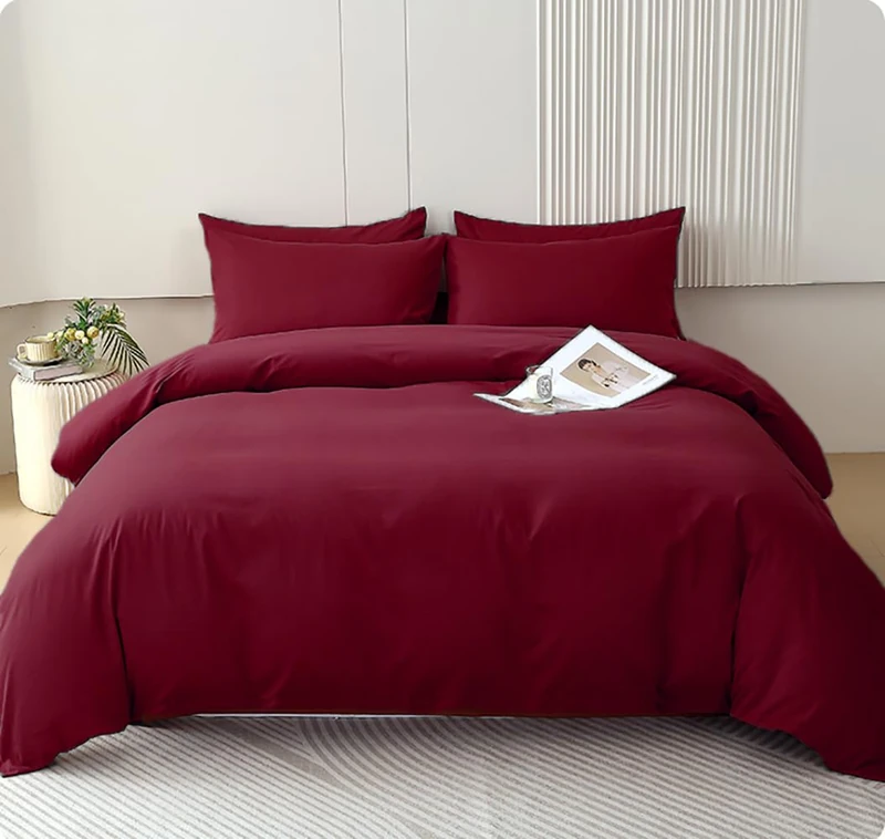 Houseri Burgundy Comforter Set Queen Dark Red Bedding Sets for Women Teen Girls Noble Wine Red Bordeaux Maroon Comfy Breathable Lightweight Bed Quilts Queen Ultra Soft