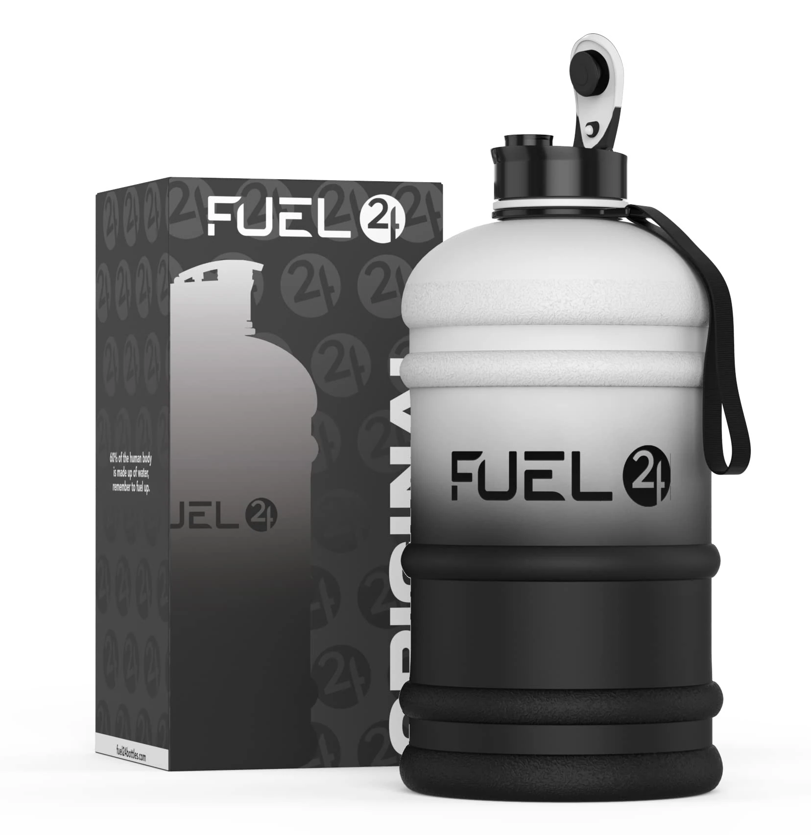 Fuel24 Jug - 2.2 Litre Water Bottle - Extra Strong Flex Material - Drop Proof, Pop or Straw Cap Options - 2.2L Large Gym Sports Bottle, BPA FREE