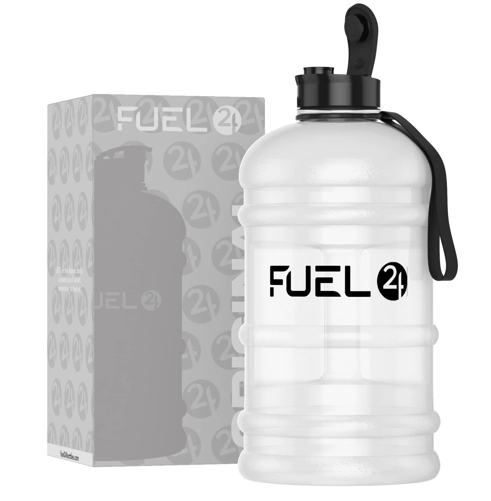 Fuel24 Jug - 2.2 Litre Water Bottle - Extra Strong Flex Material - Drop Proof, Pop or Straw Cap Options - 2.2L Large Gym Sports Bottle, BPA FREE