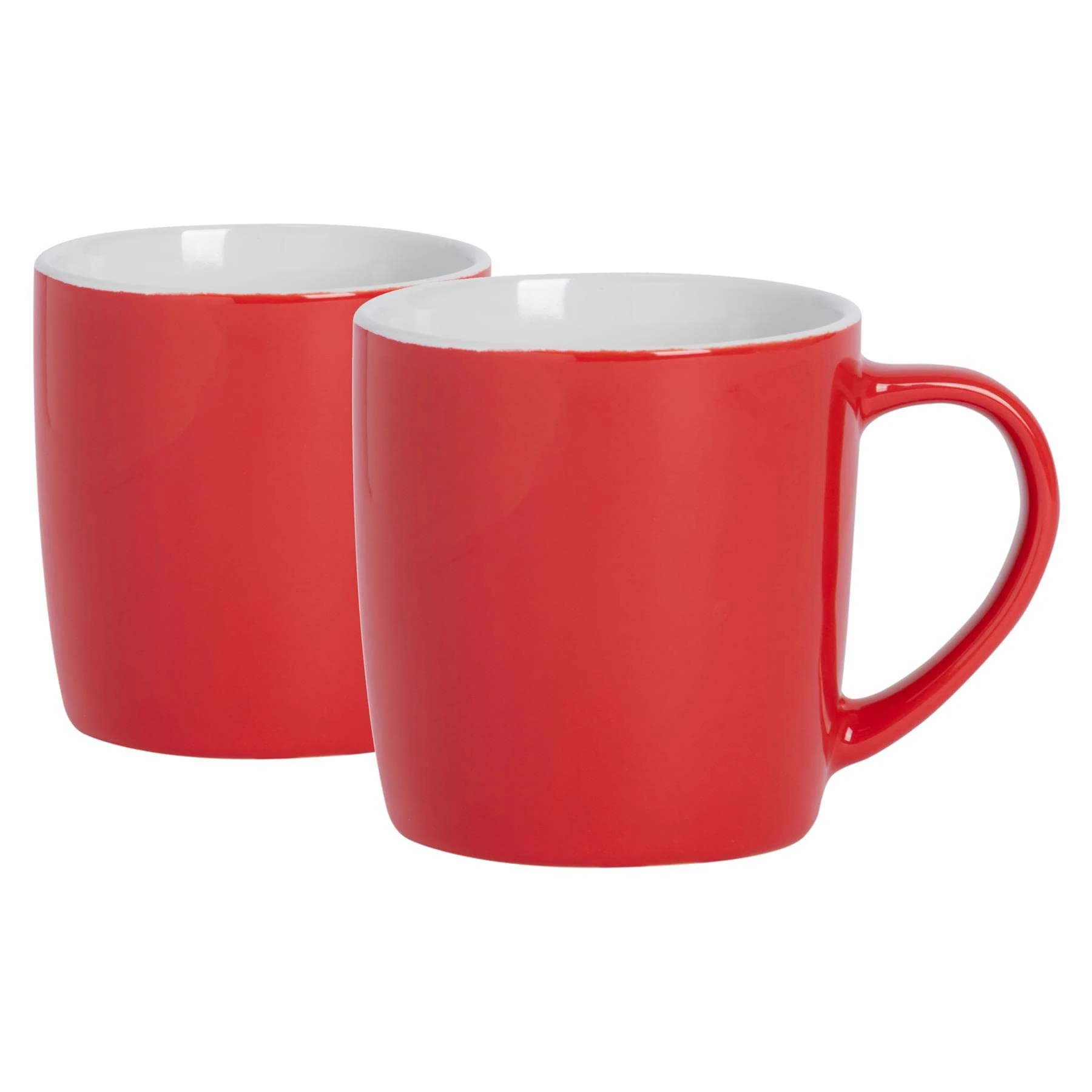 Argon Tableware Coloured Coffee Mugs - Red - 350ml - Pack of 2 - Gloss Ceramic Stoneware Latte Cappuccino Cups Hot Chocolate Cups Colourful Mug Set with Handle