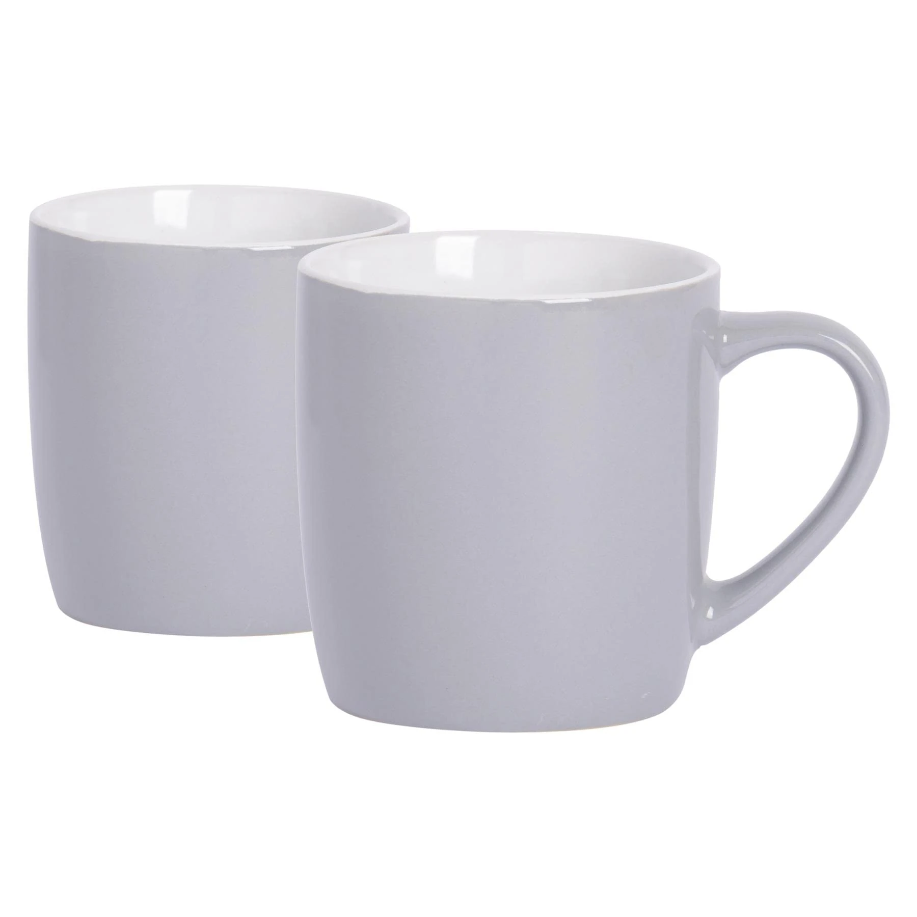 Argon Tableware Coloured Coffee Mugs - Grey - 350ml - Pack of 2 - Gloss Ceramic Stoneware Tea Mugs Latte Cappuccino Cups Hot Chocolate Cups Colourful Mug Set with Handle