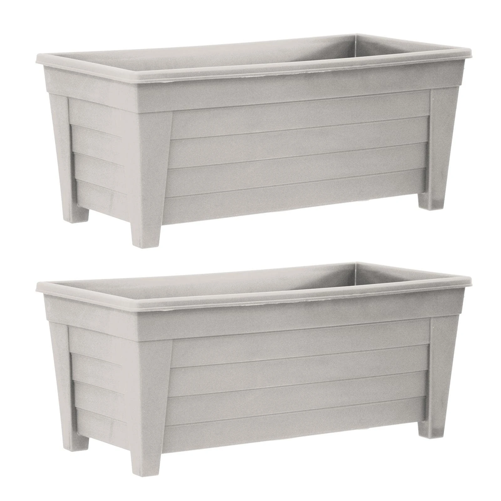 simpa Plastic Trough Garden Planter Pots 55cm Length - TAUPE, Set of 2 Pots - Suitable for Indoor or Outdoor Use with DIY Drainage Holes.