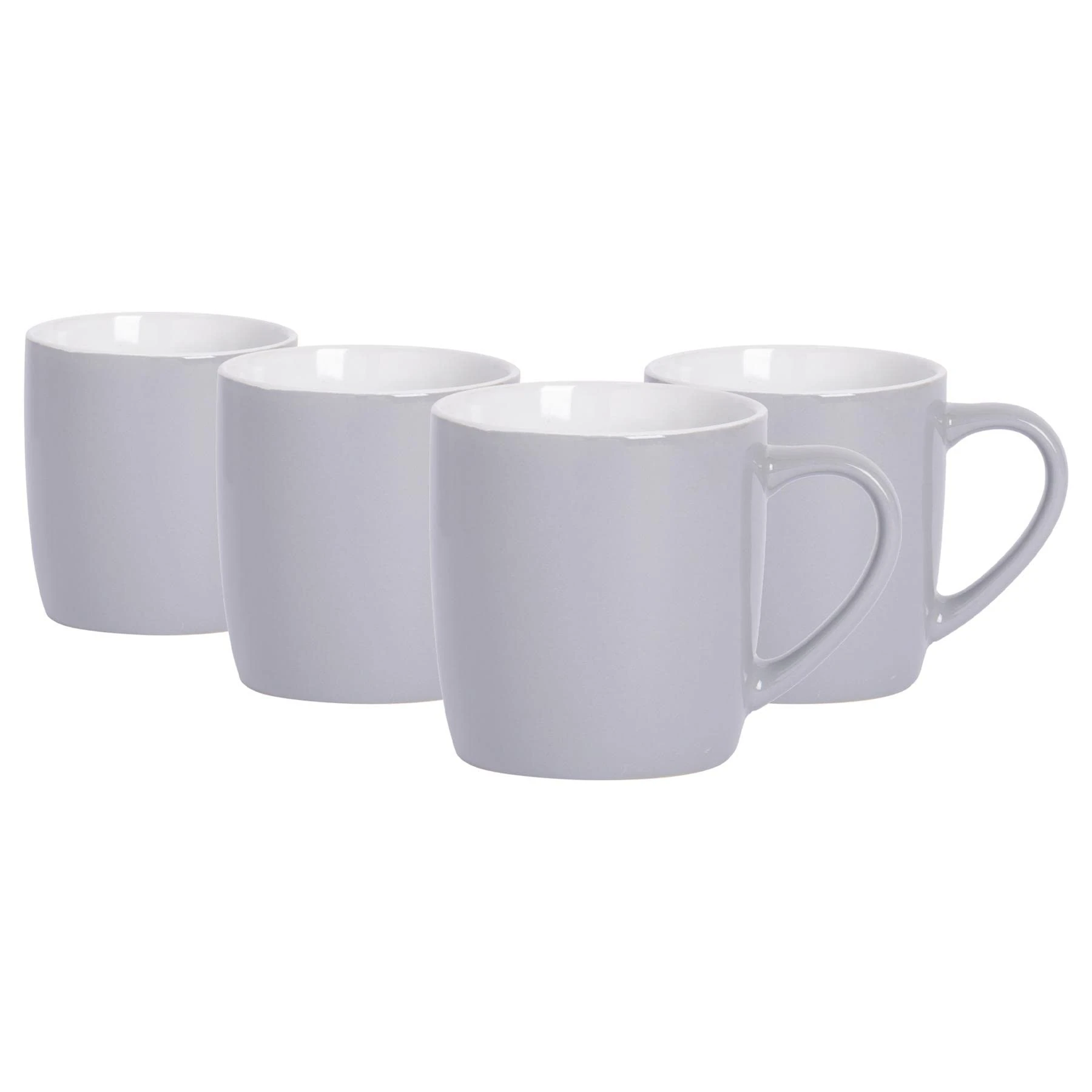 Argon Tableware Coloured Coffee Mugs - Grey - 350ml - Pack of 4 - Gloss Ceramic Stoneware Tea Mugs Latte Cappuccino Cups Hot Chocolate Cups Colourful Mug Set with Handle
