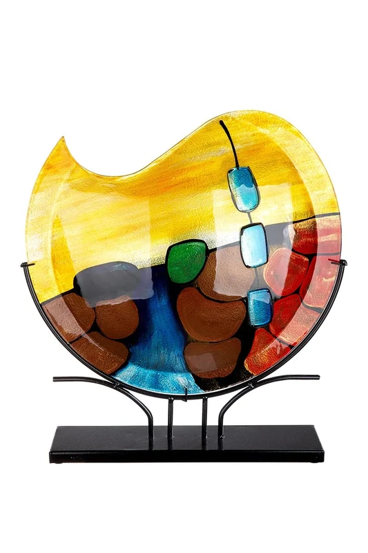 GILDE GlasArt Murano 39932 Decorative Vase Round Glass Multi-Coloured Height 49 cm
