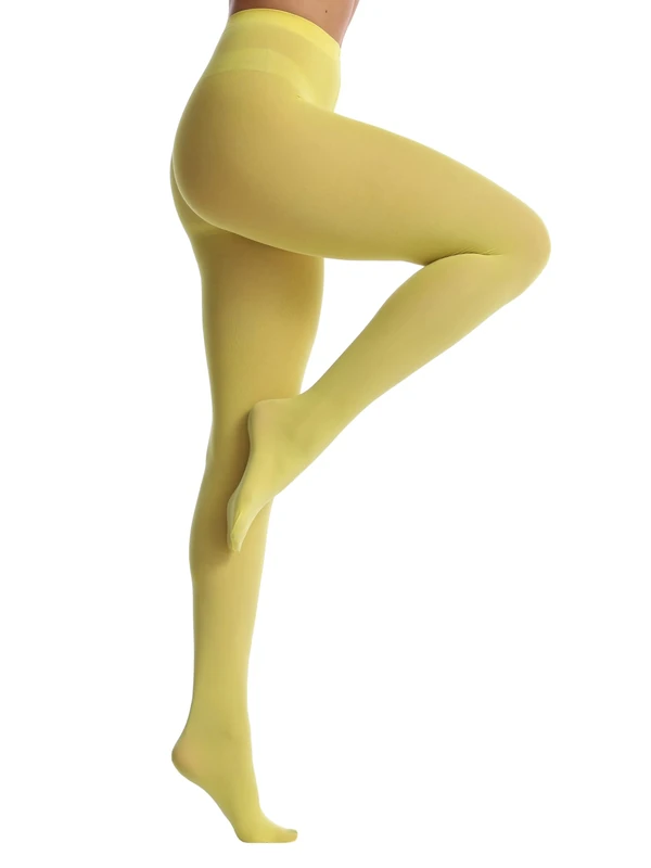EVERSWE Women's 80 Den Soft Opaque Tights, Women's Tights (L-XL, Yellow)