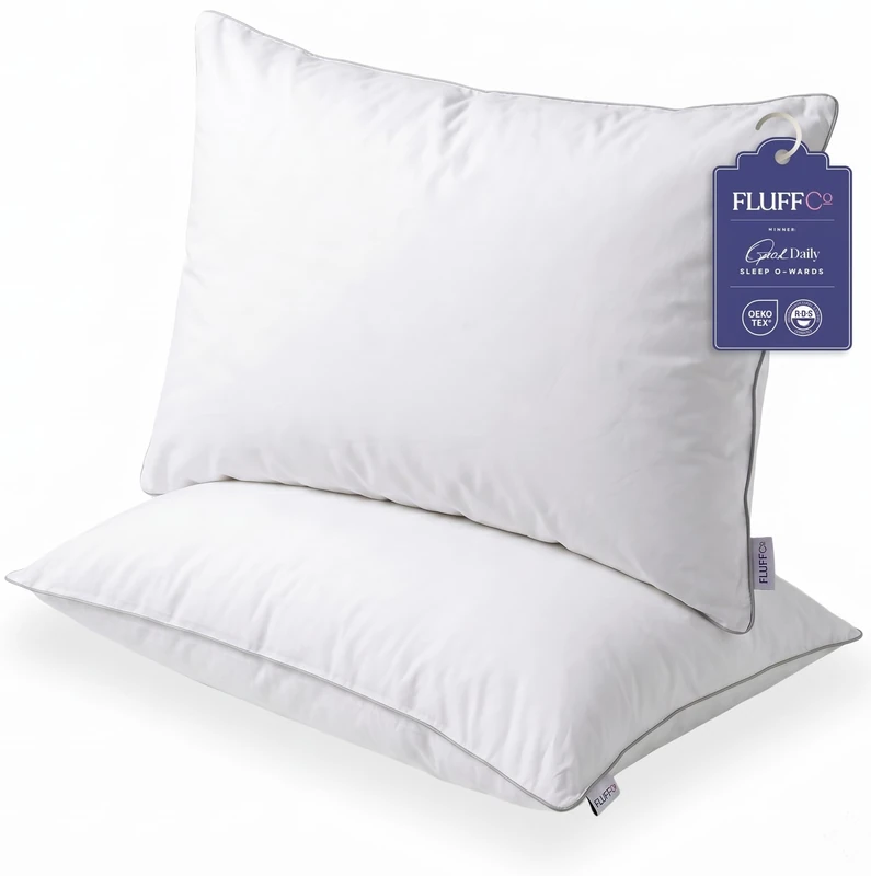 FluffCo Basics Down Alternative Pillows - 2 Pack Set - Image 1