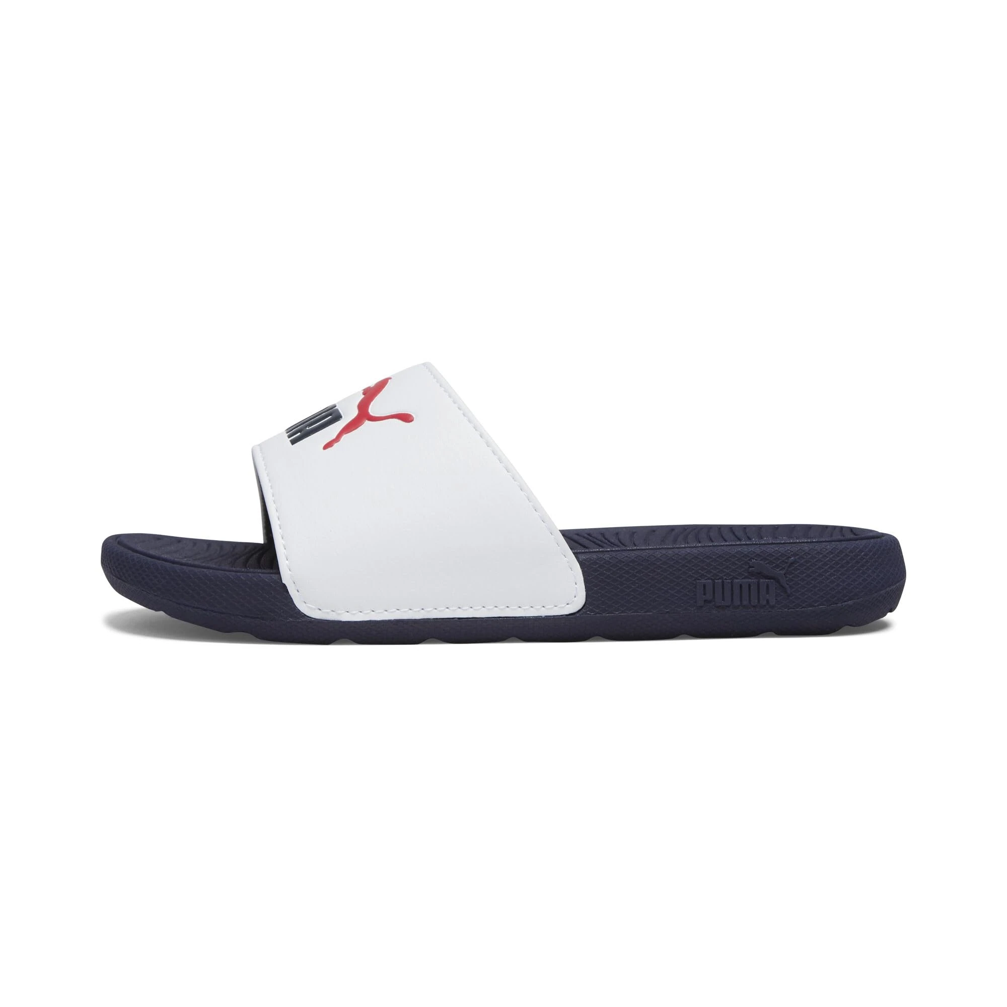 Puma Unisex Youth Cool Cat 2.0 Jr Slide Sandals, Puma White-Puma Navy-For All Time Red, 5 UK
