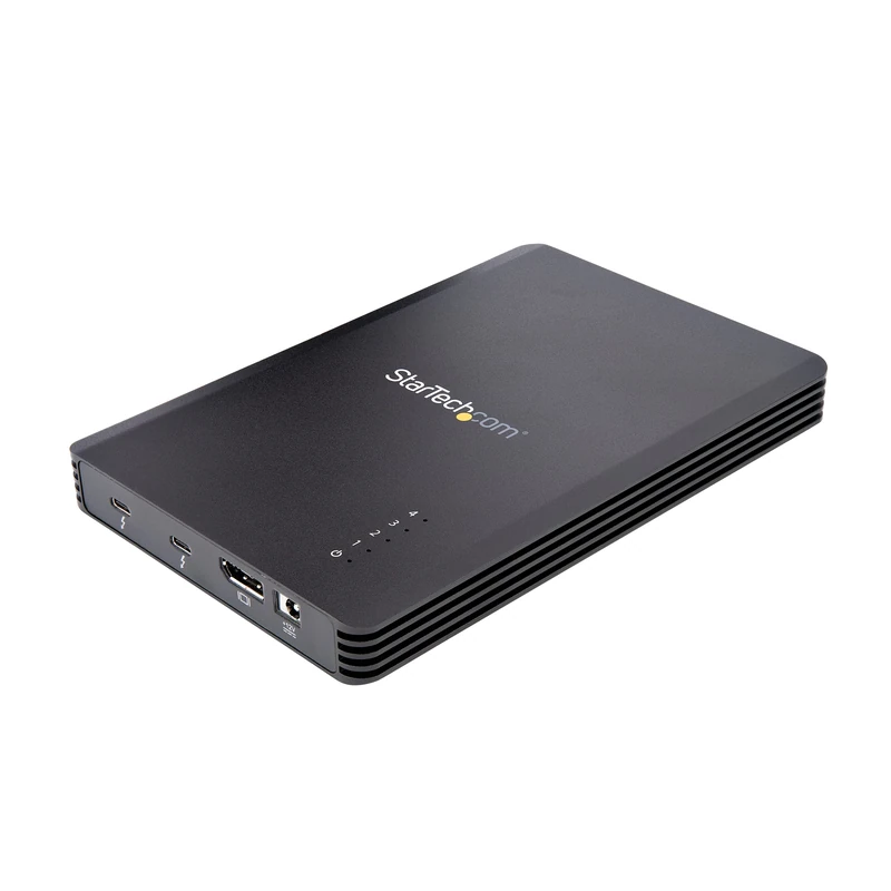 StarTech.com 4 Bay Thunderbolt 3 NVMe Enclosure, For M.2 NVMe SSD Drives, 1x DisplayPort Video/ 2x TB3 Downstream Ports, 40Gbps, 72W Power Supply, External Hard Drive Enclosure , TAA (M2E4BTB3)