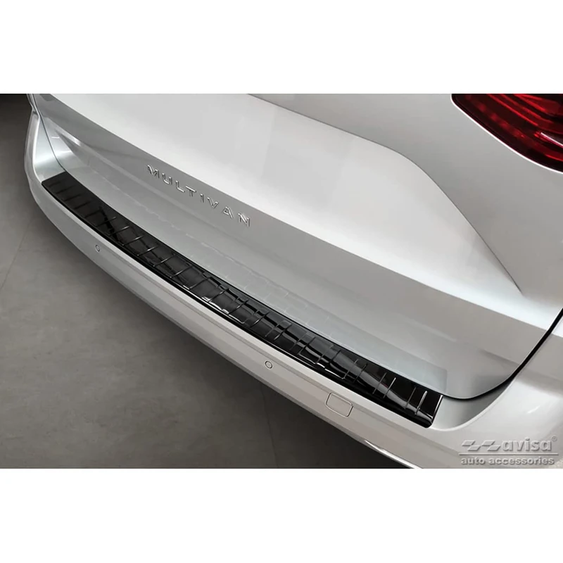 Avisa Black Mirror Stainless Steel Rear bumper protector compatible with Volkswagen Multivan T7 2021- 'Ribs'