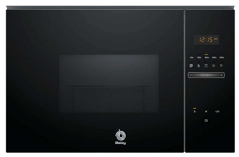 Balay 3CG5172N2 Electronic Microwave Without Frame 38 cm 20 L 5 F Aqualisis Ap. Left 8 Recipes Turntable 25.5 cm with Grill 2022 Release Black Glass