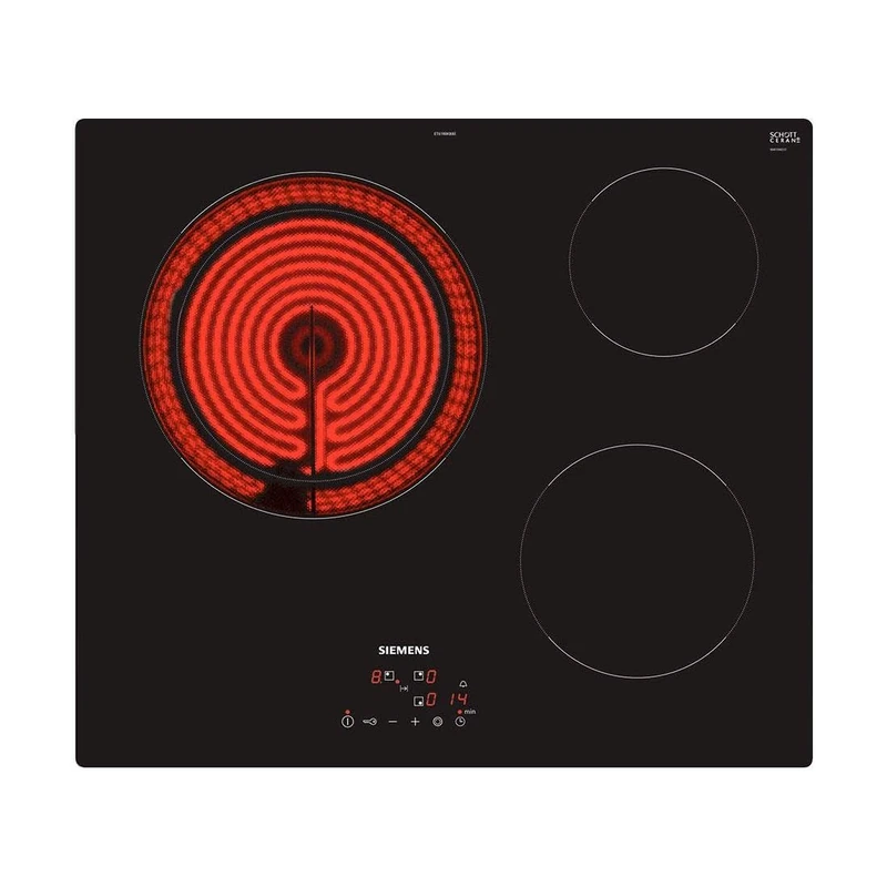 SIEMENS ET61RBKB8E ENCIMERA VITROCERÁMICA ENCASTRABLE 60 CM. 3 ZONAS Color Negro/TERMINACIÓN Cristal EASYTOUCH Zona DE 28 CM. - Image 1