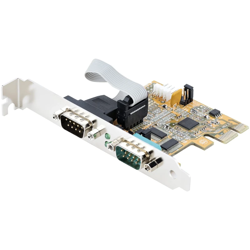 StarTech.com 2-Port PCI Express Serial Interface Card, Dual Port PCIe to RS232 (DB9) Serial Card, 16C1050 UART, Standard/Low Profile Brackets, COM Retention, For Windows/Linux (21050-PC-SERIAL-CARD) - Image 1