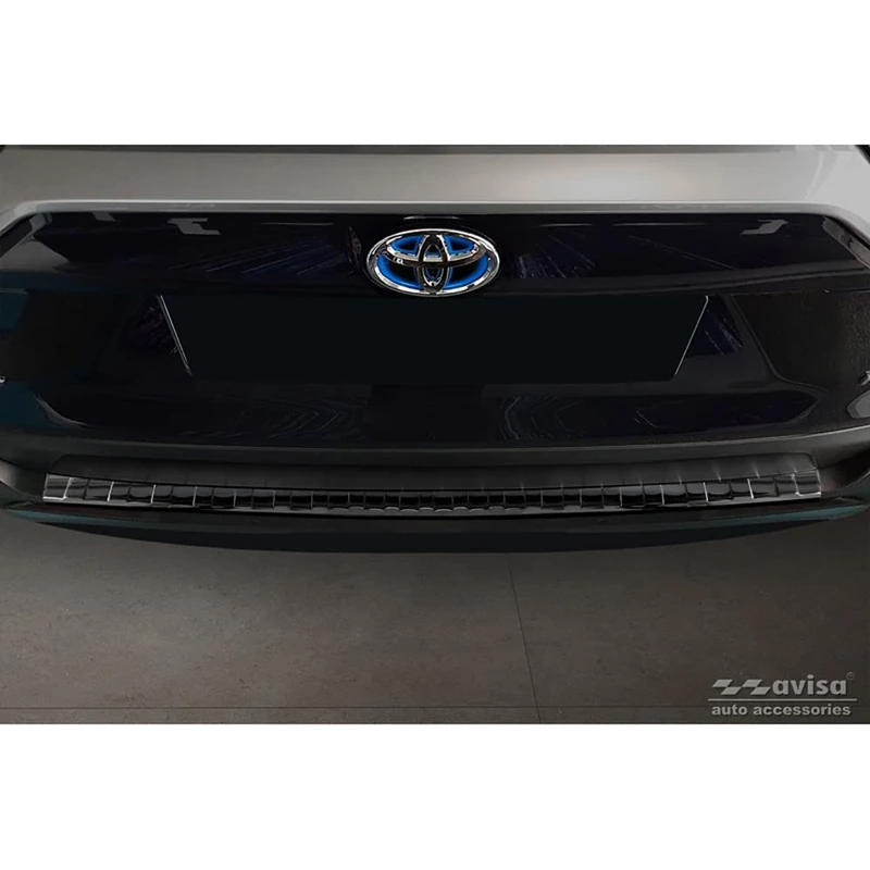Avisa Black Mirror Stainless Steel Rear bumper protector compatible with Toyota RAV4 V 2018- & Suzuki Across 2020- 'Ribs'