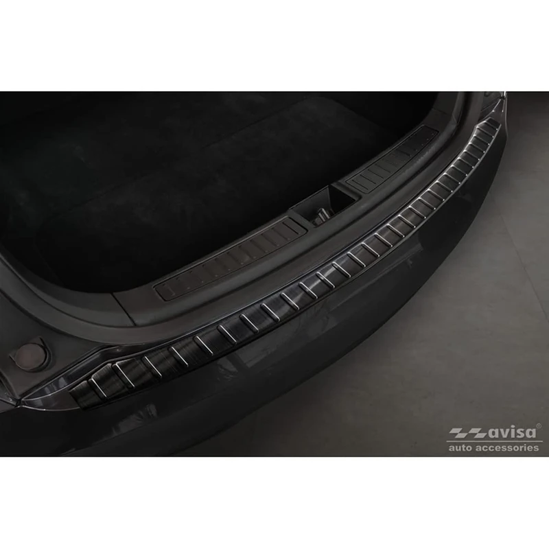 Avisa Black Stainless Steel Rear bumper protector compatible with Tesla Model S 2012- 'Ribs'