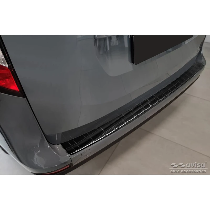 Avisa Black Stainless Steel Rear bumper protector compatible with Mercedes Citan (W420) Box/Tourer 2021- 'Ribs'