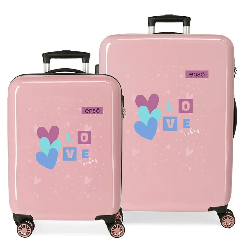Enso Love Vibes Medium Suitcase - 70L Pink Hard Shell Luggage