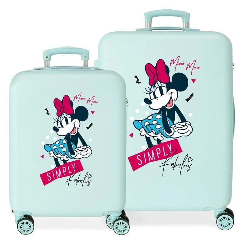 Disney Minnie Teen Suitcase Set Blue 55/65 cm Rigid ABS Combination Lock Side 91L 6 kg 4 Double Wheels