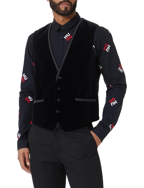 HUGO Men's Vin231 Waistcoat, Black1, 90