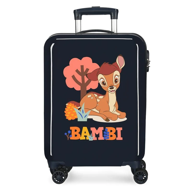 Disney Bambi Cabin Suitcase Blue 38x55x20cm Hard ABS Side Combination Lock 34L 2kg 4 Double Wheels, Bambi Navy, Suitcase 55